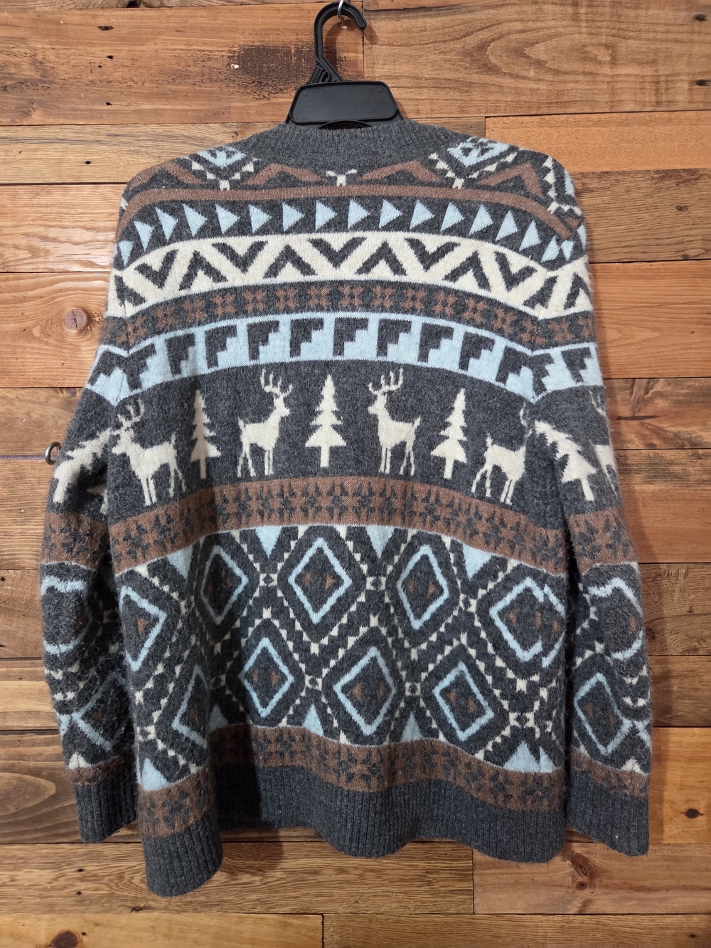 Cozy Fair Isle Reindeer Cardigan Button Down Cabincore Nordic Winter Sz L/XL - Picture 5 of 7